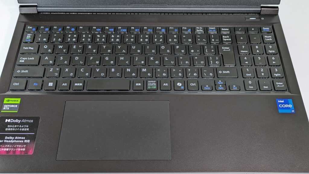 mouse K5-I7G50BK-B　キーボードアップ写真