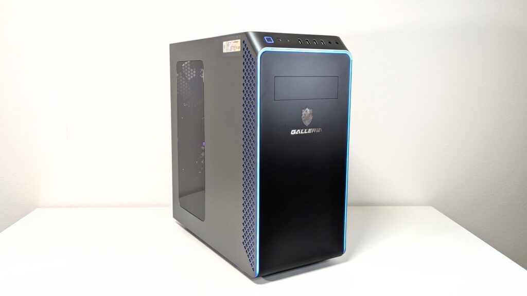 GALLERIA ZA7R-R58 9800X3D レビュー 電源ON状態の製品外観