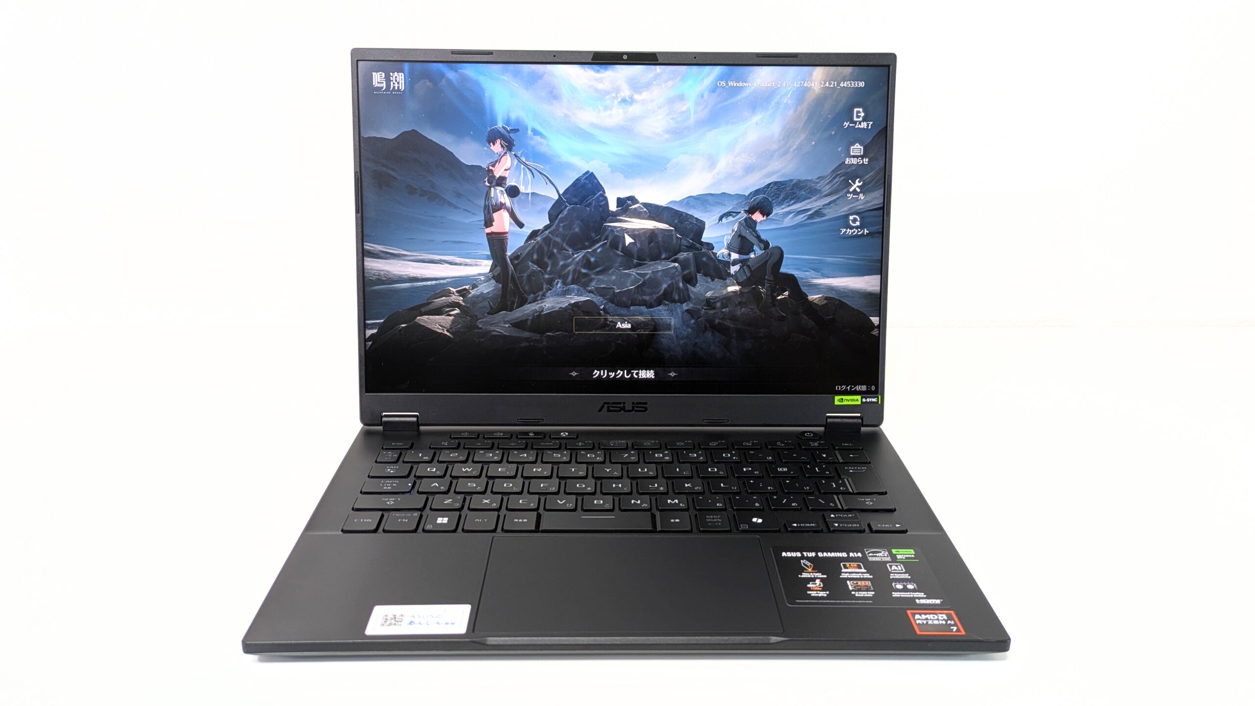 ASUS TUF Gaming A14 FA401KM　ゲーム画面　鳴潮