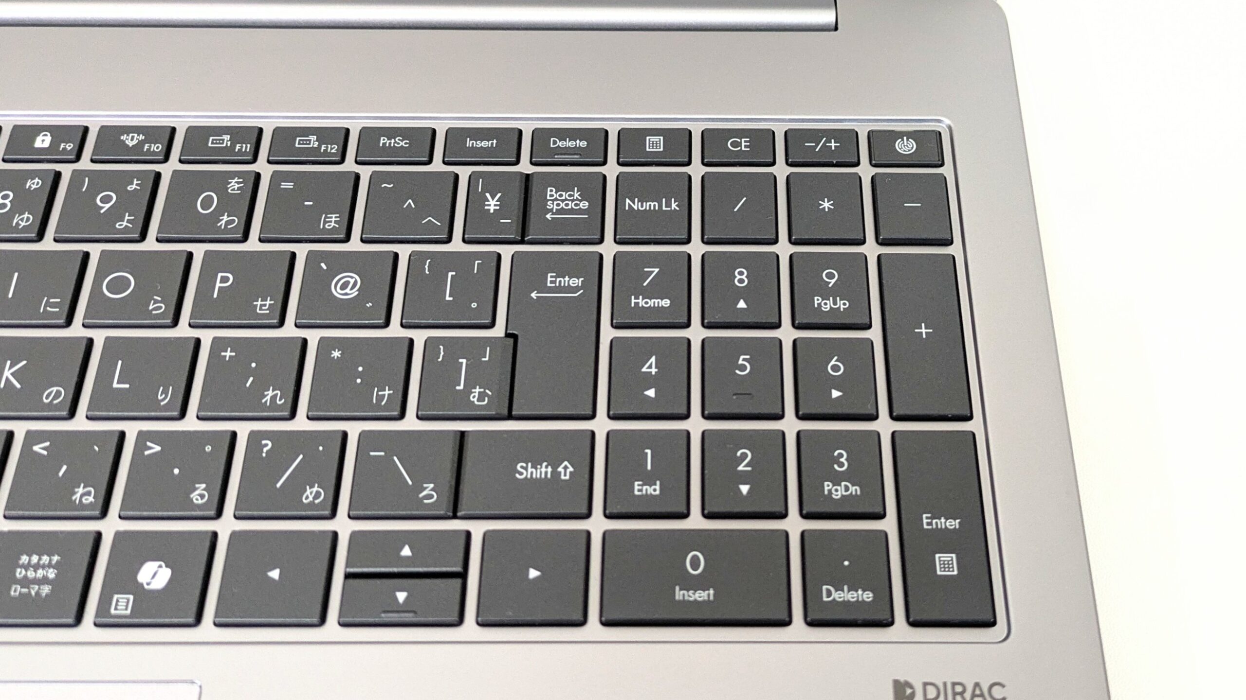 ASUS ExpertBook P3　キーボード　テンキーの寄り画像