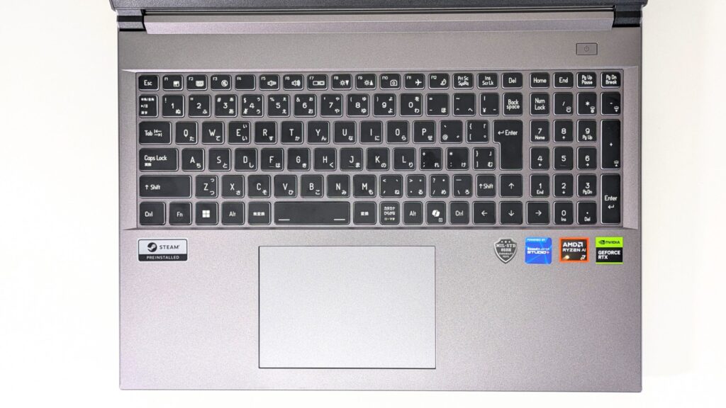 GALLERIA XL7R-R56-6A　キーボード　俯瞰写真